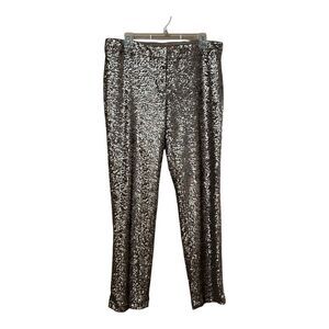 Ann Taylor Womens Size 8 Gold Sequin Straight Leg Cocktail Party Pants New